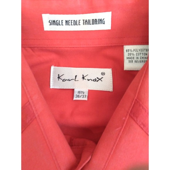 Karl Kani Long Sleeve Men's Red Dress Shirt Size 16.5 36-37 with Tie - Picture 4 of 7